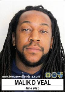 Malik Deiontay Veal a registered Sex Offender of Iowa