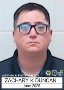 Zachary Kenneth Duncan a registered Sex Offender of Iowa