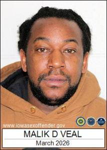 Malik Deiontay Veal a registered Sex Offender of Iowa
