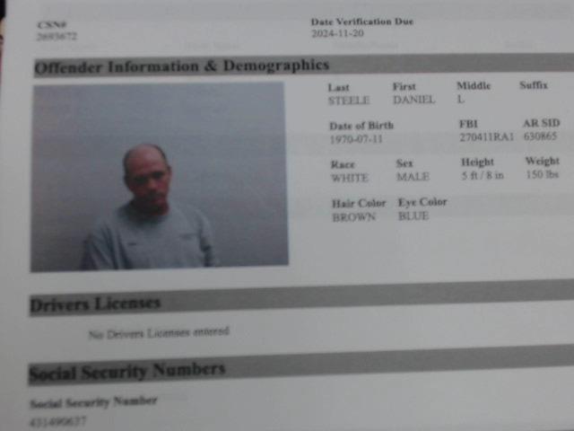 Daniel L Steele a registered Sex Offender of Arkansas